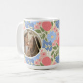 Floral Photo Mug – Personalized Message & Keepsake Koffiemok (Voorkant links)
