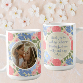 Floral Photo Mug – Personalized Message & Keepsake Koffiemok