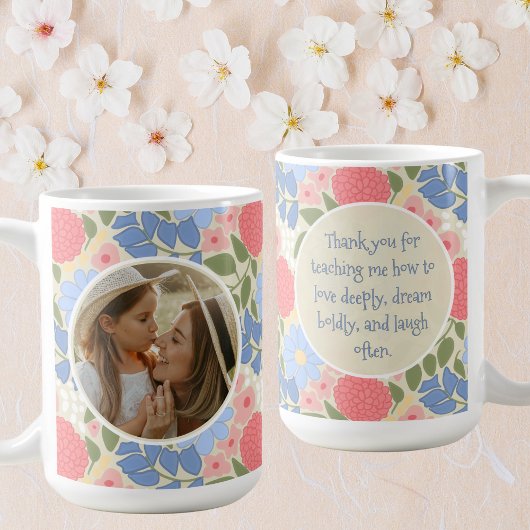 Floral Photo Mug – Personalized Message & Keepsake Koffiemok