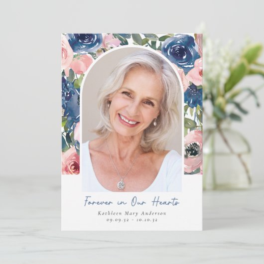 Floral Photo Order of Service Funeral Programmakaart (Staand voorkant)
