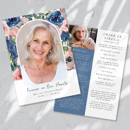 Floral Photo Order of Service Funeral Programmakaart