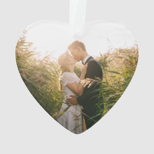 Floral Photo Pas getrouwd Ons eerste kerstfeest Ornament (achterkant)