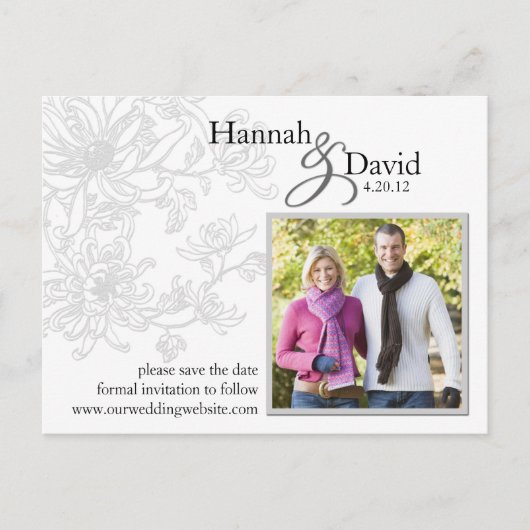 Floral Photo Save the Date Briefkaart (Voorkant)