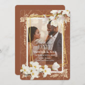 Floral Photo Save the Date  Kaart (Voorkant / Achterkant)