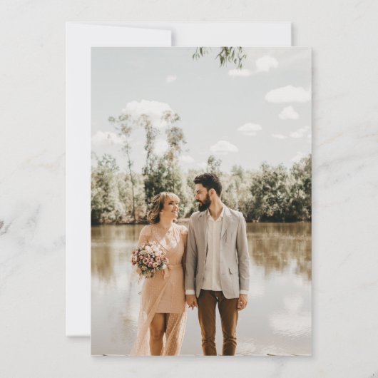 Floral Photo Wedding Burgundy and Blush Waterverf Kaart (Achterkant)