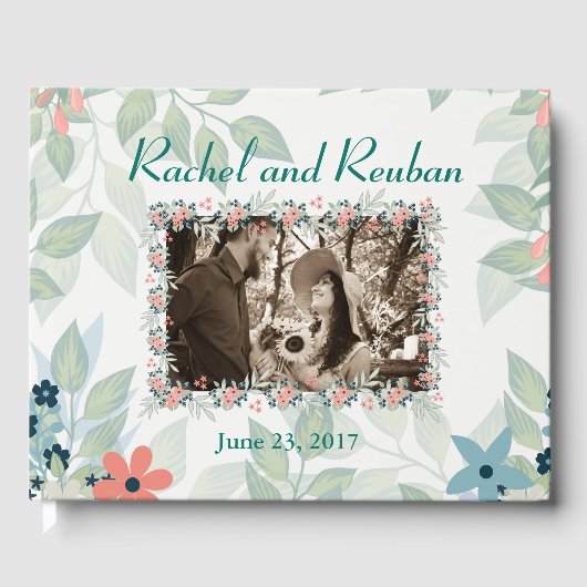 Floral Photo Wedding Gastenboek (Voorkant)