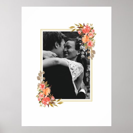 Floral Photo Wedding Guest Book Poster (Voorkant)
