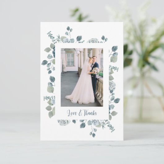 Floral Photo Wedding Hartelijk dank Bedankkaart (Staand voorkant)