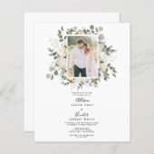Floral Photo Wedding Invitation (Voorkant / Achterkant)
