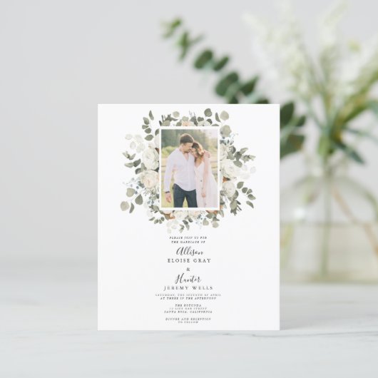 Floral Photo Wedding Invitation (Staand voorkant)