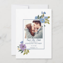 Floral Photo Wedding Save the Date Kaart