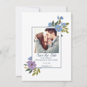 Floral Photo Wedding Save the Date Kaart