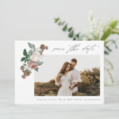  Floral Photo Wedding Save the Date Kaart (Staand voorkant)