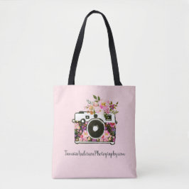 Floral Photography Business Company Name Camera Tote Bag