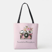 Floral Photography Business Company Name Camera Tote Bag (Achterkant)