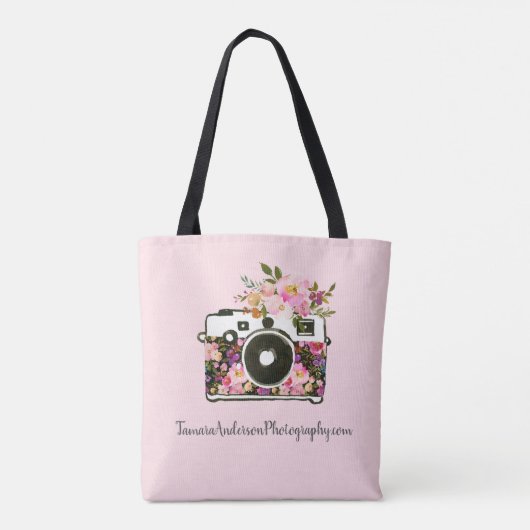 Floral Photography Business Company Name Camera Tote Bag (Achterkant)