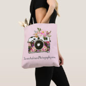 Floral Photography Business Company Name Camera Tote Bag (Dichtbij)
