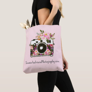 Floral Photography Business Company Name Camera Tote Bag