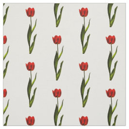 Floral Photography Red, Green, White Tulip Pattern Stof