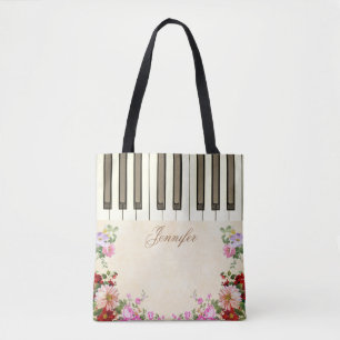 Floral Piano Music Canvas tassen