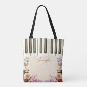  Floral Piano Music Canvas tassen (Achterkant)