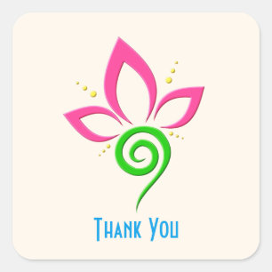 Floral Pictogram Ontwerp Dank u Vierkante Sticker