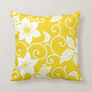 Floral Pillow - Lemon Yellow Pattern Kussen