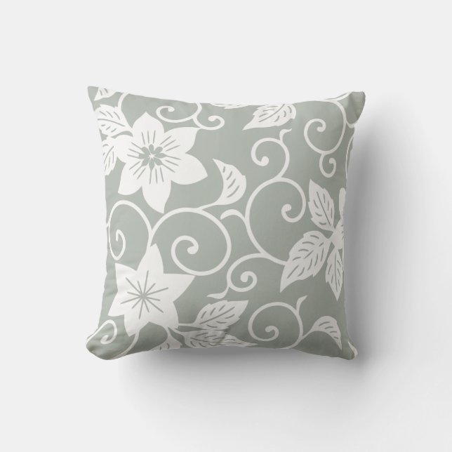 Floral Pillow - Silver Grey Pattern Kussen (Voorkant)