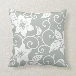 Floral Pillow - Silver Grey Pattern Kussen