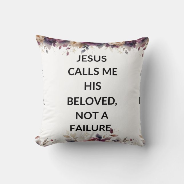Floral pillow with a simple religious quote kussen (Voorkant)