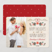  Floral Pine Cone Photo Holiday Card Feestdagenkaart (Voorkant / Achterkant)