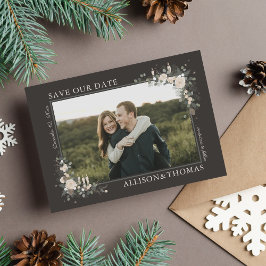 Floral Pine Holiday Winter Kersthuwelijk Save The Date