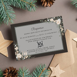 Floral Pine Holiday Winter Website Trouwen RSVP Kaartje