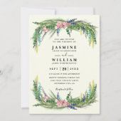 Floral Pine Rustic Country Elegant QR Code Wedding Kaart (Voorkant)