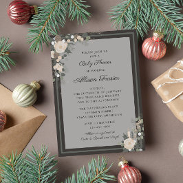 Floral Pine Vakantie Winter Kerstmis Baby shower Kaart
