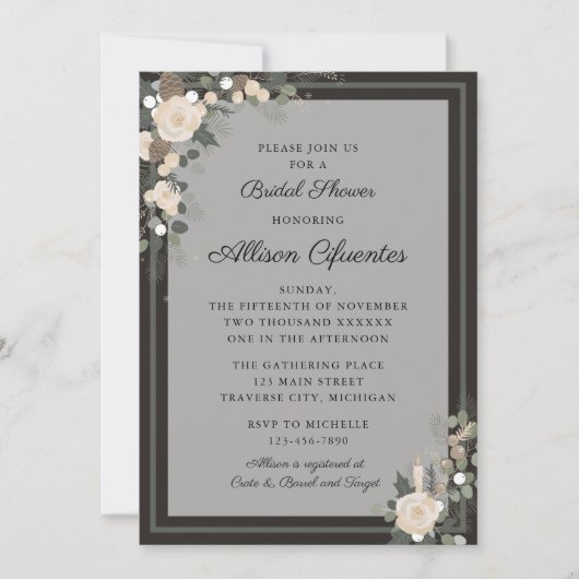 Floral Pine Vakantie Winter Kerstmis Vrijgezellenf Kaart (Voorkant)