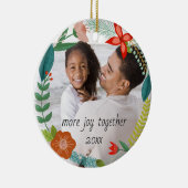 Floral & Pine Wreath | Volledige foto | Vakantie Keramisch Ornament (Rechts)