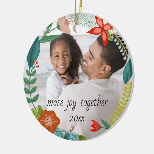 Floral & Pine Wreath | Volledige foto | Vakantie Keramisch Ornament (Links)