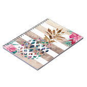 Floral Pineappel gestript Notitieboek (Linkerzijde)