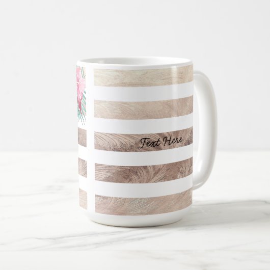 Floral Pineappelgoud gestript Koffiemok (Voorkant rechts)