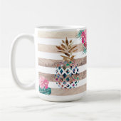 Floral Pineappelgoud gestript Koffiemok (Links)