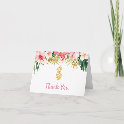 Floral Pineapple Baby shower Hartelijk dank Bedankkaart (Voorkant)
