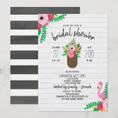 Floral Pineapple Flamingo Vrijgezellenfeest Kaart (Voorkant / Achterkant)