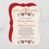 Floral Pinecone kerstbruiloft Kaart (Voorkant / Achterkant)