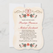 Floral Pinecone kerstbruiloft Kaart (Voorkant)