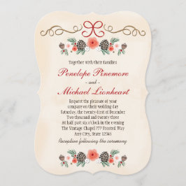 Floral Pinecone kerstbruiloft Kaart