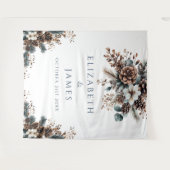 Floral Pinecone Trouwfeest Foto Booth Achtergrond Wandkleed (Voorkant (horizontaal))