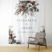 Floral Pinecone Trouwfeest Foto Booth Achtergrond Wandkleed (In situ)