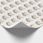 Floral Pinecone Watercolor Christmas  Cadeaupapier (Hoek)