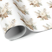 Floral Pinecone Watercolor Christmas  Cadeaupapier (Rol Hoek)